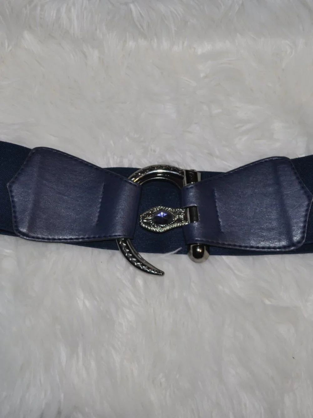 Women's Hip High Waist Wide Navy Blue Elastic Western Style Cute Belt retro Vint